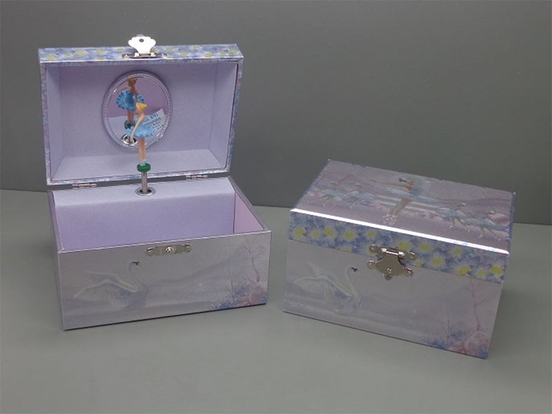 Load image into Gallery viewer, Glitter juwelendoosje met muziek. zwanen