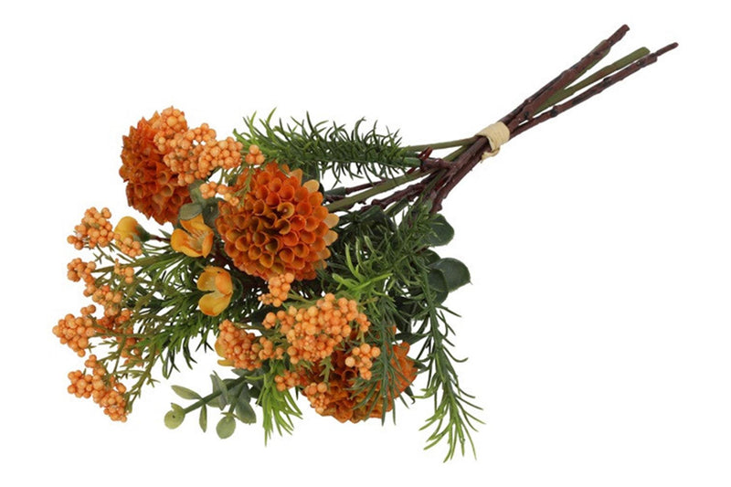 Afbeelding laden in galerijviewer, Countryfield dahlia pompon boeket oranje 12x12xh27cm