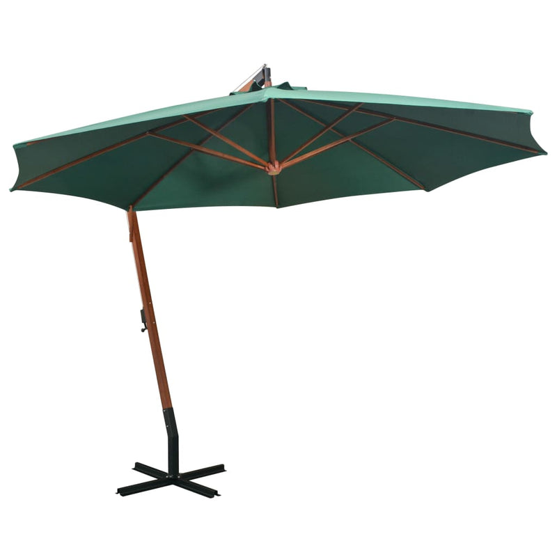 Load image into Gallery viewer, Vidaxl zweefparasol 350 cm houten paal groen