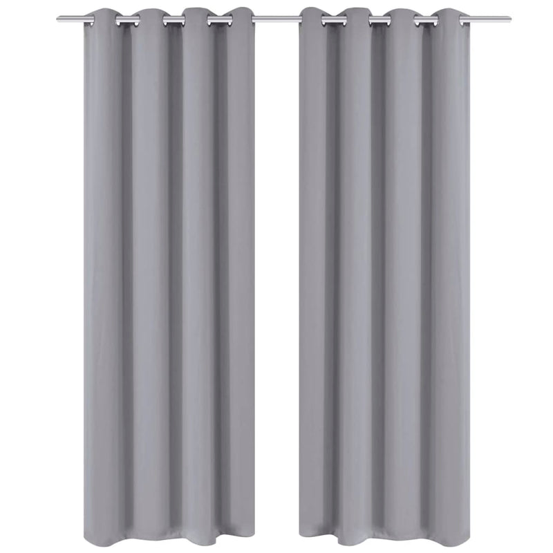 Load image into Gallery viewer, Vidaxl gordijnen met metalen ringen verduisterend 135x175 grijs 2 st