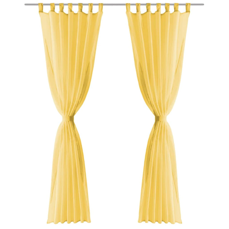 Load image into Gallery viewer, Vidaxl gordijnen voile 140x175 cm geel 2 st
