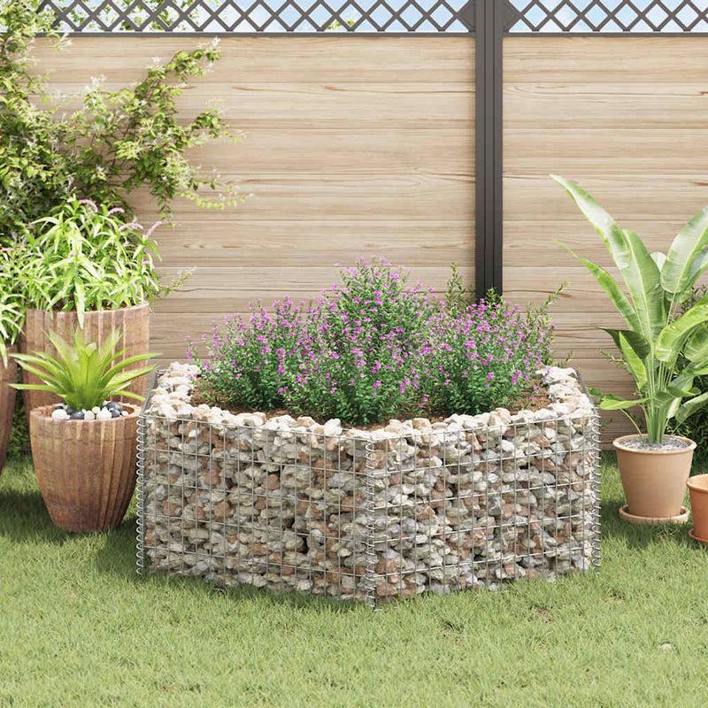 Load image into Gallery viewer, Vidaxl gabion plantenbak verhoogd zeshoekig 160x140x50 cm