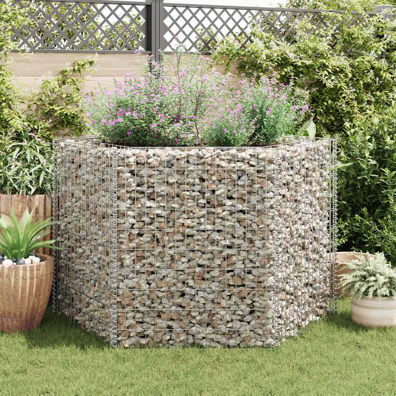 Load image into Gallery viewer, VidaXL Gabion plantenbak verhoogd zeshoekig 160x140x100 cm
