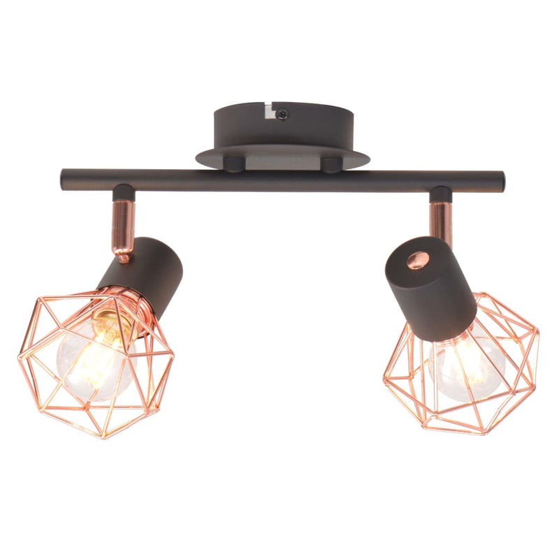 Load image into Gallery viewer, Vidaxl plafondlamp met 2 spotlights e14 zwart en koper