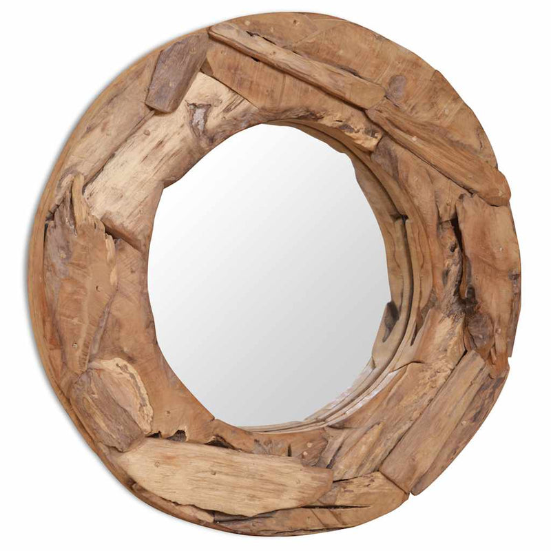 Load image into Gallery viewer, Vidaxl decoratieve spiegel rond 60 cm teakhout