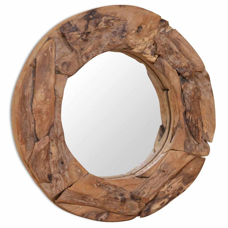 Load image into Gallery viewer, Vidaxl decoratieve spiegel rond 60 cm teakhout