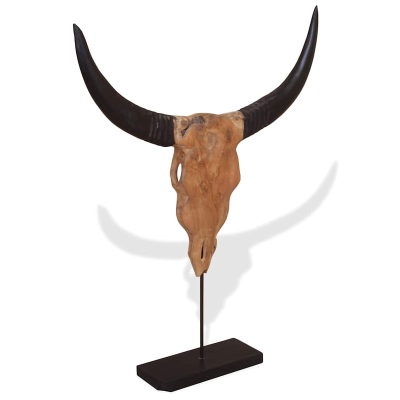 Afbeelding laden in galerijviewer, Vidaxl stierenbeeld 66x15x88 cm teakhout
