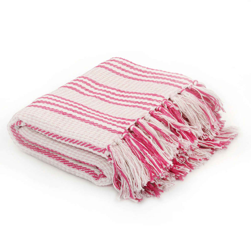 Load image into Gallery viewer, Vidaxl plaid strepen 160x210 cm katoen roze en wit