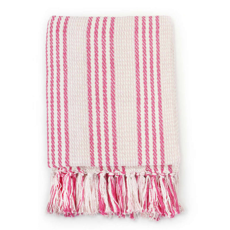 Load image into Gallery viewer, Vidaxl plaid strepen 160x210 cm katoen roze en wit