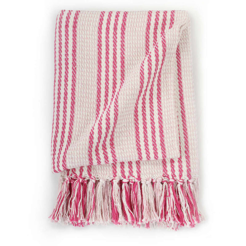 Load image into Gallery viewer, Vidaxl plaid strepen 160x210 cm katoen roze en wit