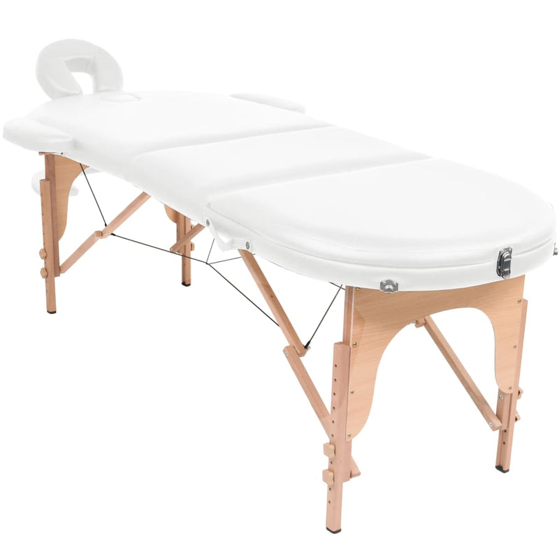 Load image into Gallery viewer, VidaXL Massagetafel inklapbaar 4 cm dik met 2 bolsters ovaal wit