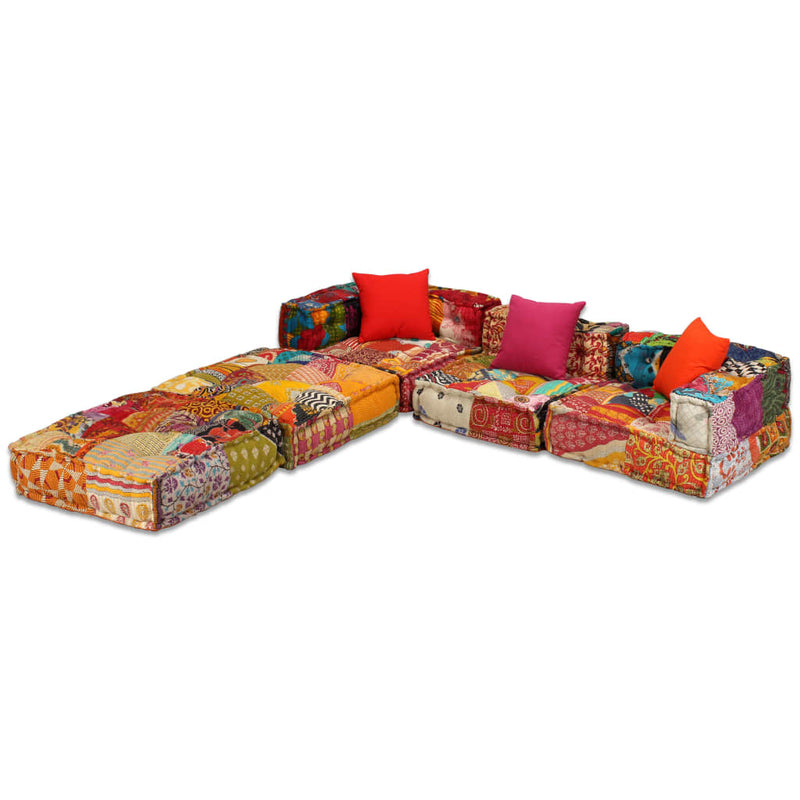 Load image into Gallery viewer, VidaXL Poef driezits modulair stof patchwork