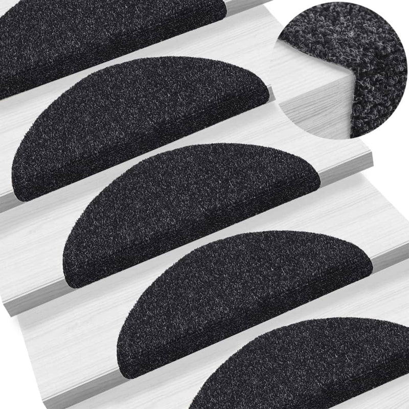 Load image into Gallery viewer, Vidaxl trapmatten zelfklevend 15 stuks 56x17x3 cm zwart halfrond