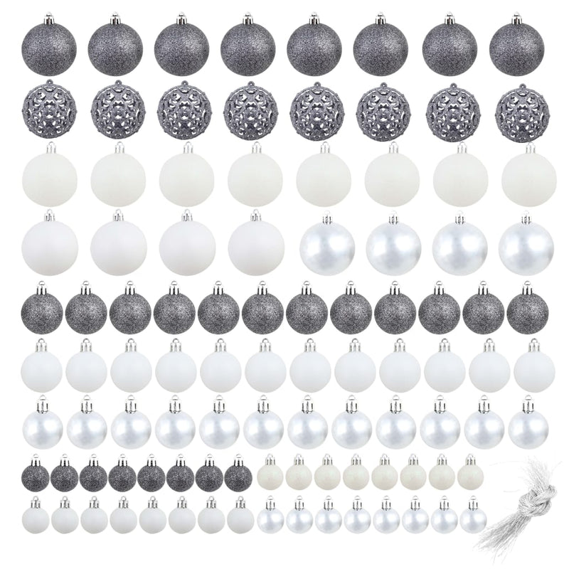 Load image into Gallery viewer, Vidaxl 100-delige kerstballenset 3 4 6 cm wit grijs