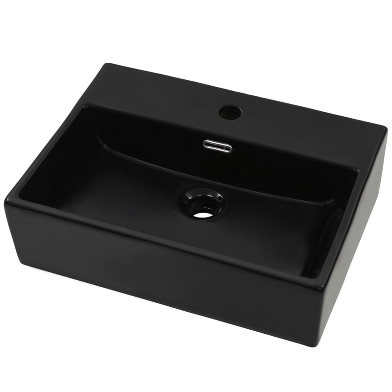 Load image into Gallery viewer, Vidaxl wastafel met kraangat 51,5x38,5x15 cm keramiek zwart