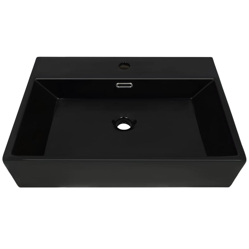 Load image into Gallery viewer, Vidaxl wastafel met kraangat 76x42,5x14,5 cm keramiek zwart