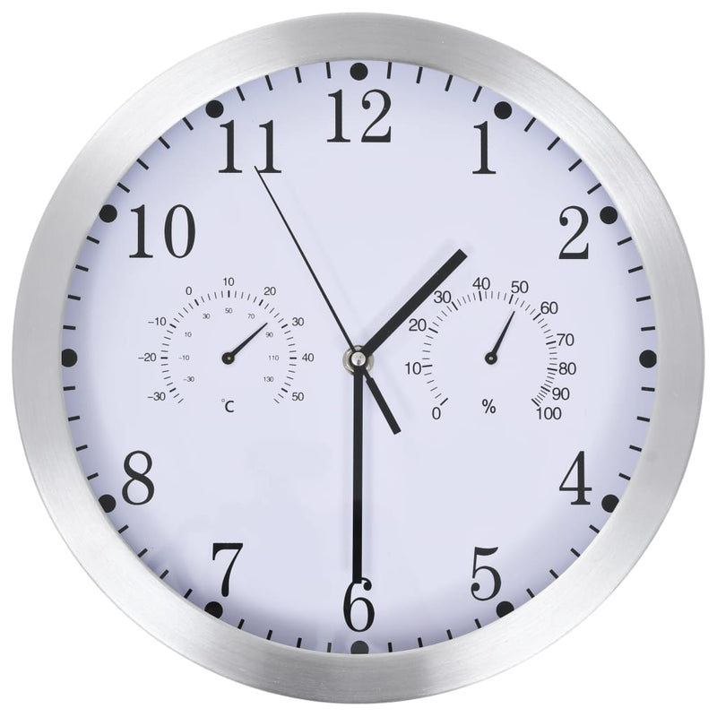 Load image into Gallery viewer, Vidaxl wandklok met quartz-mechanisme hygrometer thermometer 30 cm wit