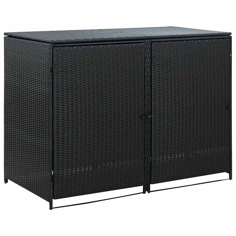 Load image into Gallery viewer, Vidaxl containerberging dubbel 148x80x111 cm poly rattan zwart