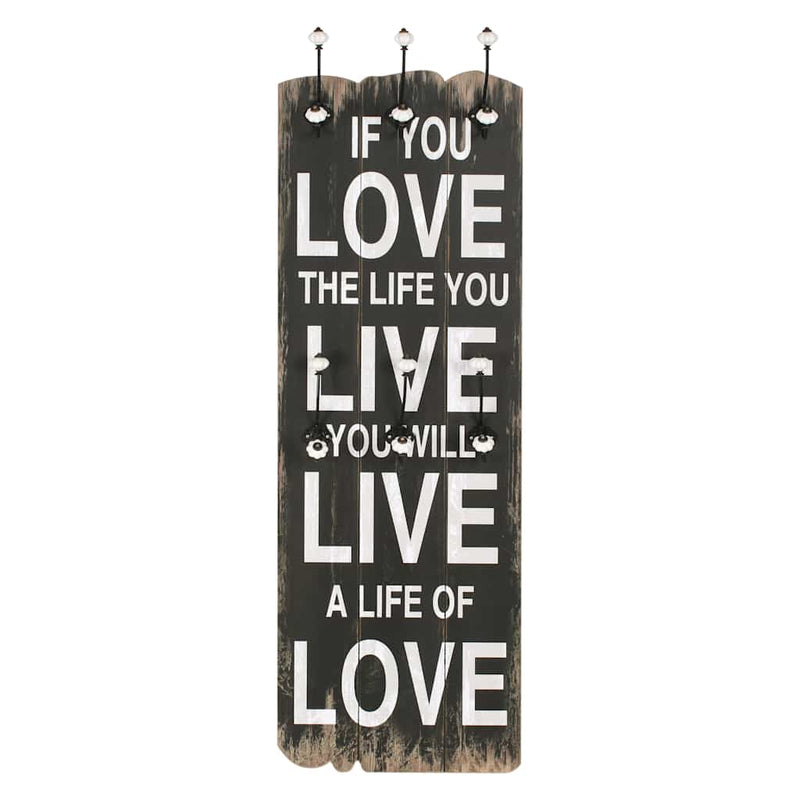 Load image into Gallery viewer, Vidaxl wandkapstok met 6 haken love live 120x40 cm