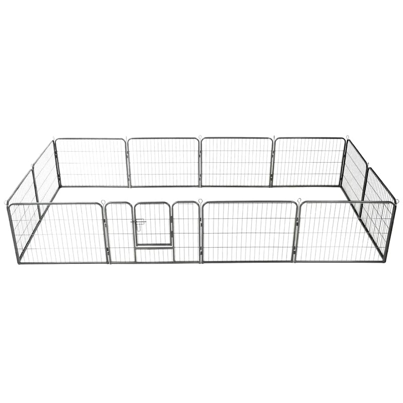 Load image into Gallery viewer, Vidaxl hondenren met 12 panelen 80x60 cm staal zwart