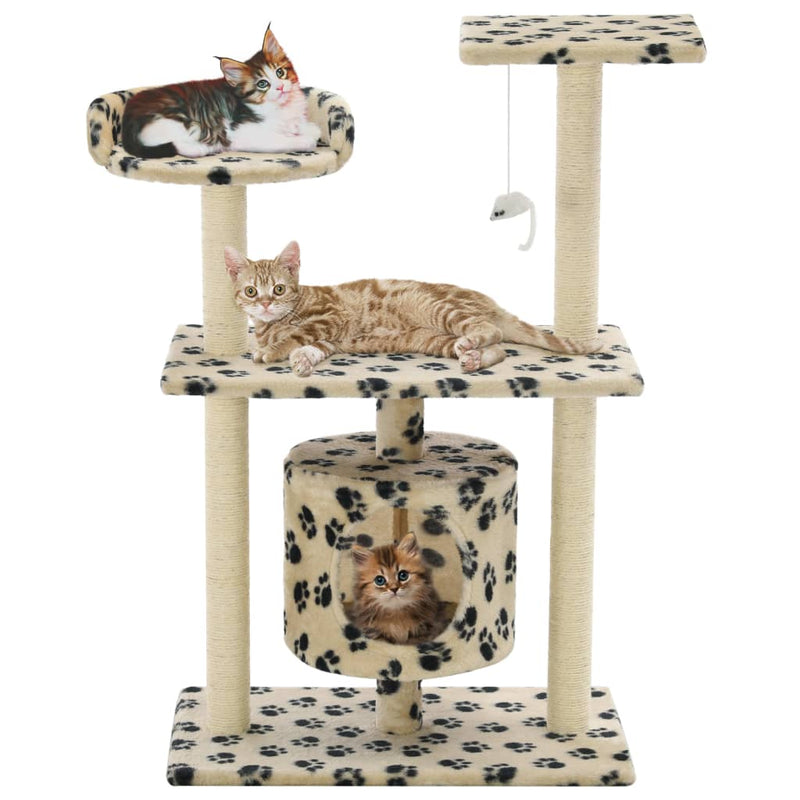 Load image into Gallery viewer, Vidaxl kattenkrabpaal met sisal krabpalen 95 cm pootafdrukken beige