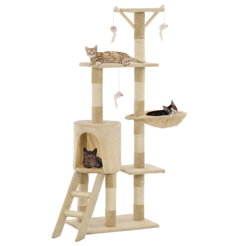 Load image into Gallery viewer, VidaXL Kattenkrabpaal met sisal krabpalen 138 cm beige