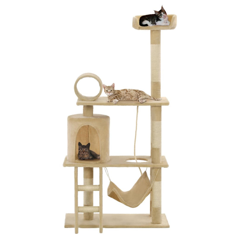 Load image into Gallery viewer, VidaXL Kattenkrabpaal met sisal krabpalen 140 cm beige