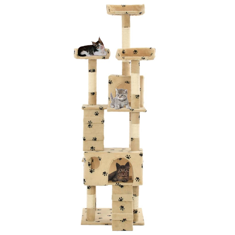 Load image into Gallery viewer, Vidaxl kattenkrabpaal met sisal krabpalen 170 cm pootafdrukken beige