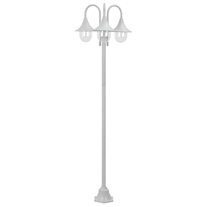 Load image into Gallery viewer, Vidaxl paalverlichting tuin e27 220 cm aluminium wit 3-delig