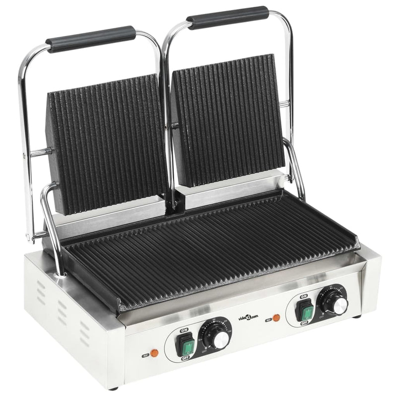 Load image into Gallery viewer, Vidaxl panini grill dubbel gegroefd 3600 w 57x30,5x20 cm