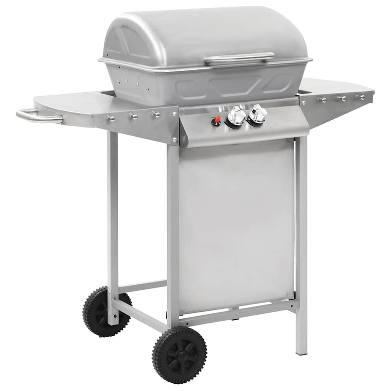 Load image into Gallery viewer, Vidaxl gasbarbecue en grill met 2 kookzones roestvrij staal zilver