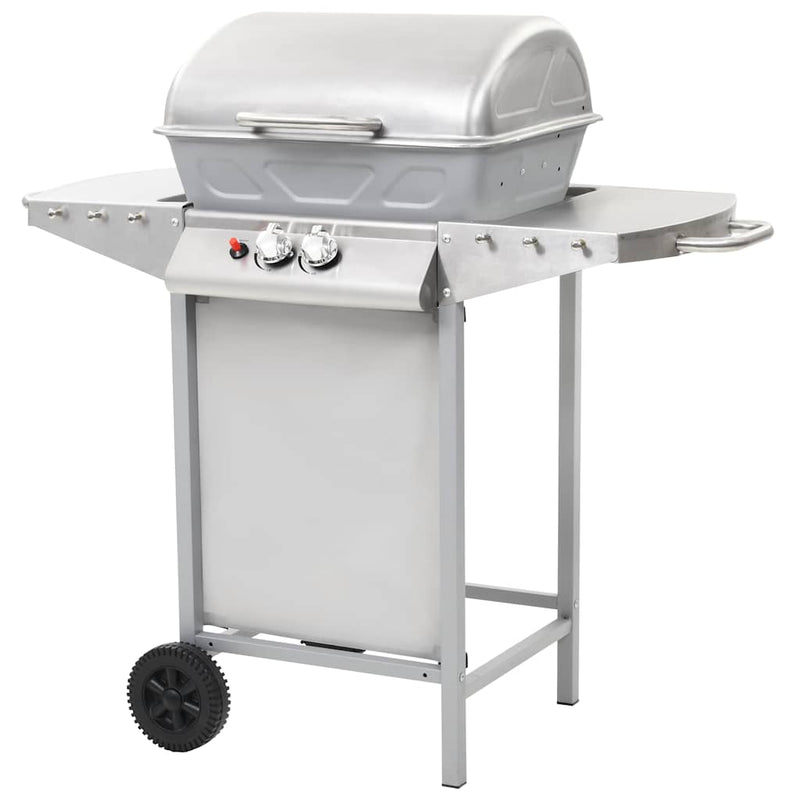 Load image into Gallery viewer, Vidaxl gasbarbecue en grill met 2 kookzones roestvrij staal zilver