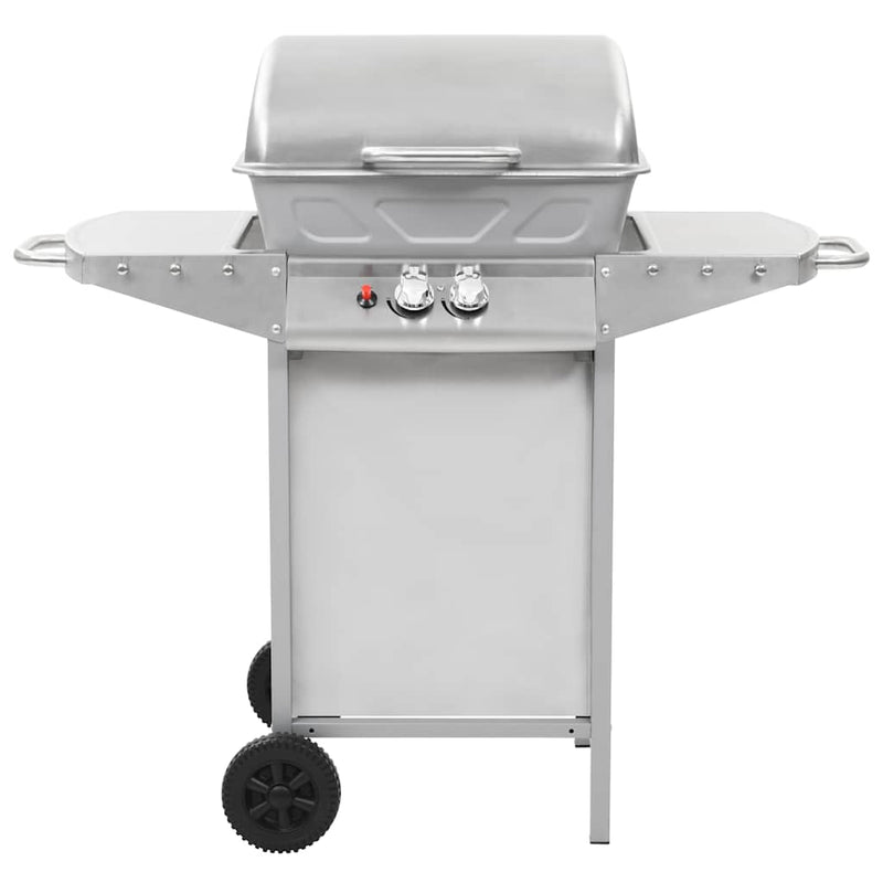 Load image into Gallery viewer, Vidaxl gasbarbecue en grill met 2 kookzones roestvrij staal zilver