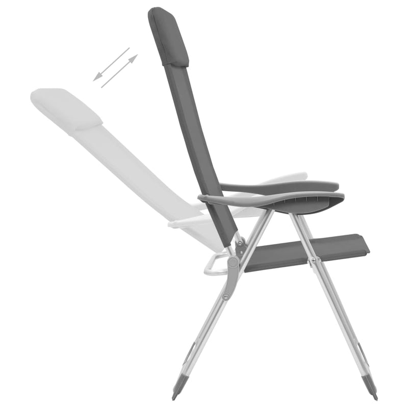 Load image into Gallery viewer, VidaXL Campingstoelen 2 st inklapbaar aluminium grijs