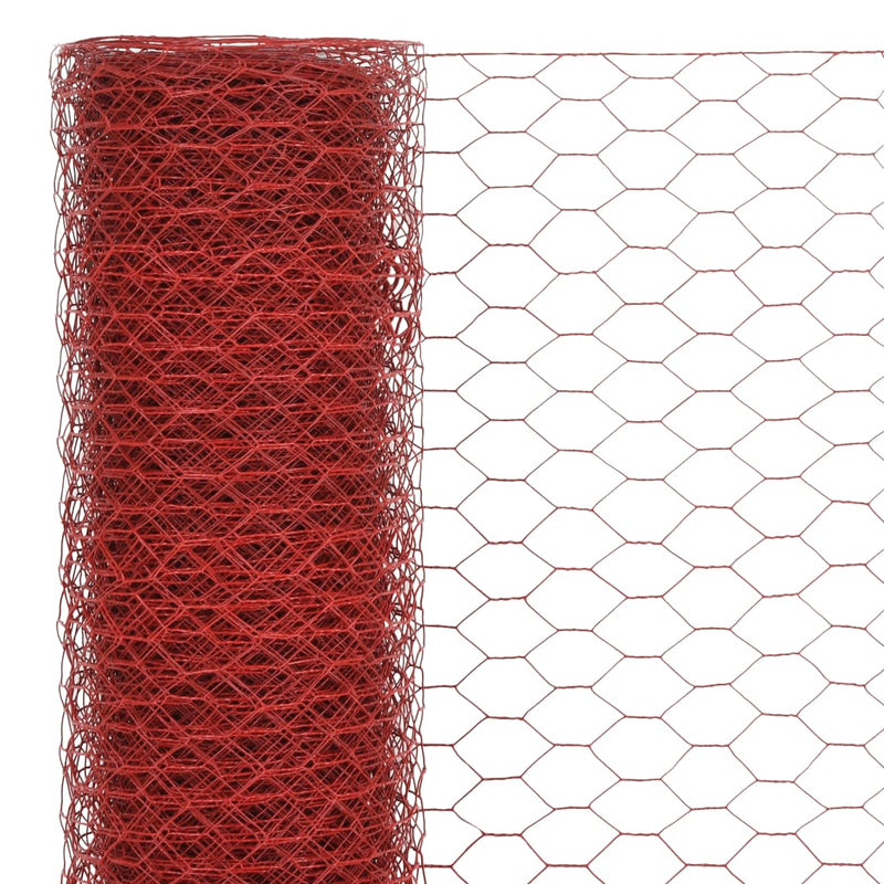 Load image into Gallery viewer, Vidaxl kippengaas 25x0,75 m staal met pvc coating rood