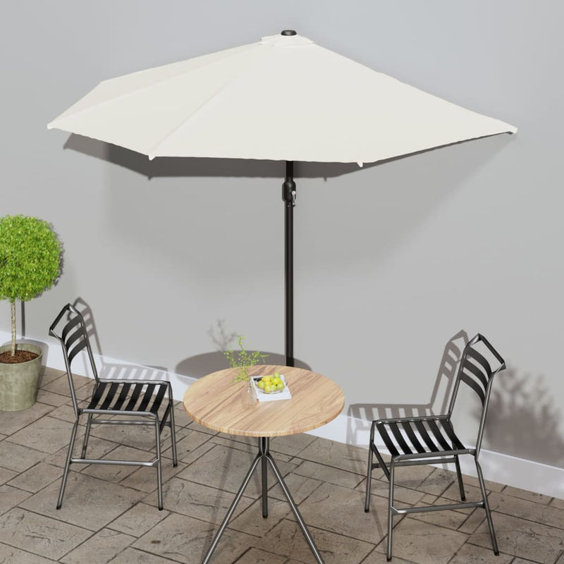 Load image into Gallery viewer, Vidaxl balkonparasol half met aluminium paal 270x144 cm zandkleurig