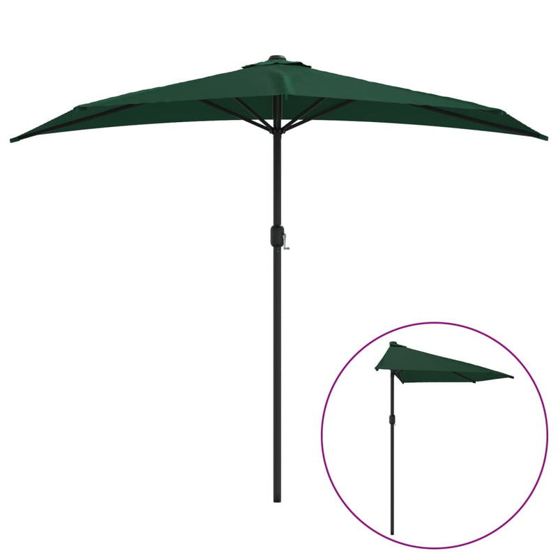 Load image into Gallery viewer, Vidaxl balkonparasol half met aluminium paal 270x144 cm groen