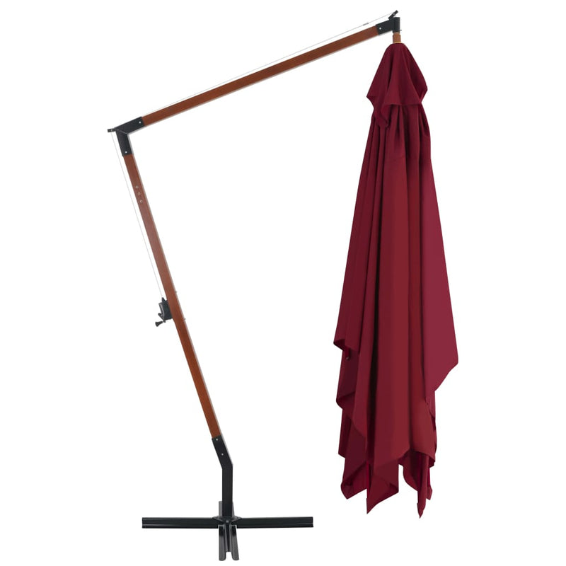 Load image into Gallery viewer, Vidaxl zweefparasol met houten paal 400x300 cm bordeauxrood