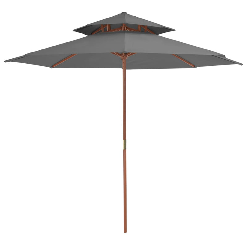 Load image into Gallery viewer, Vidaxl parasol dubbeldekker met houten paal 270 cm antraciet