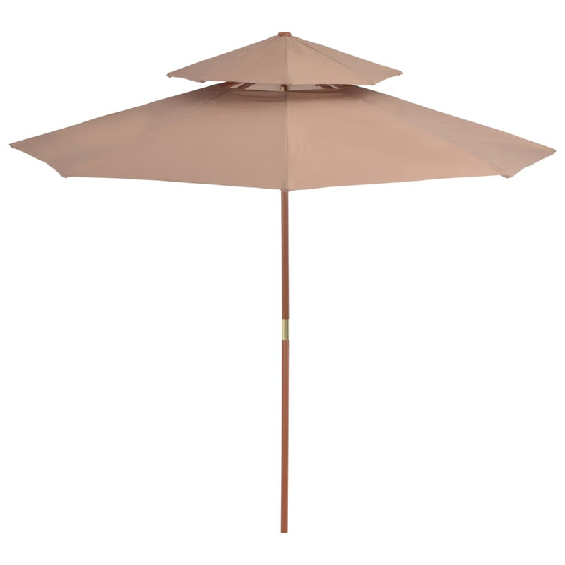 Load image into Gallery viewer, Vidaxl parasol dubbeldekker met houten paal 270 cm taupe