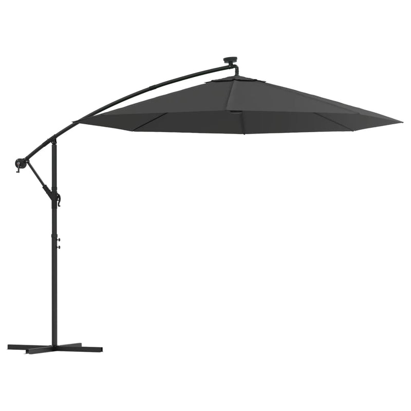 Load image into Gallery viewer, Vidaxl zweefparasol met led-verlichting stalen paal 300 cm antraciet
