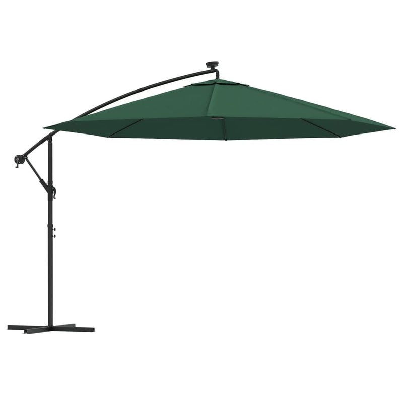 Load image into Gallery viewer, Vidaxl zweefparasol met led-verlichting en metalen paal 350 cm groen