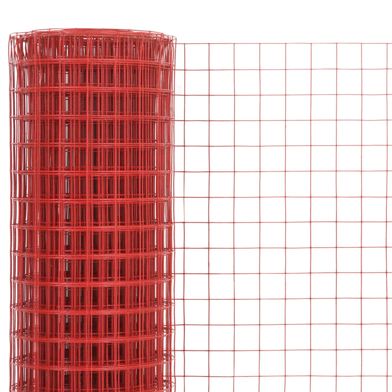 Afbeelding laden in galerijviewer, Vidaxl kippengaas 25x0,5 m staal met pvc coating rood