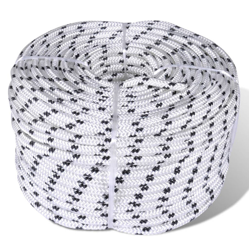Load image into Gallery viewer, Vidaxl boottouw gevlochten 12 mm 250 m polyester wit