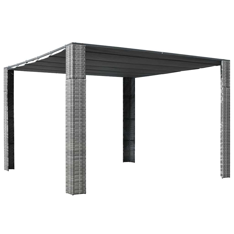 Load image into Gallery viewer, Vidaxl prieel met dak 300x300x220 cm poly rattan grijs en antraciet