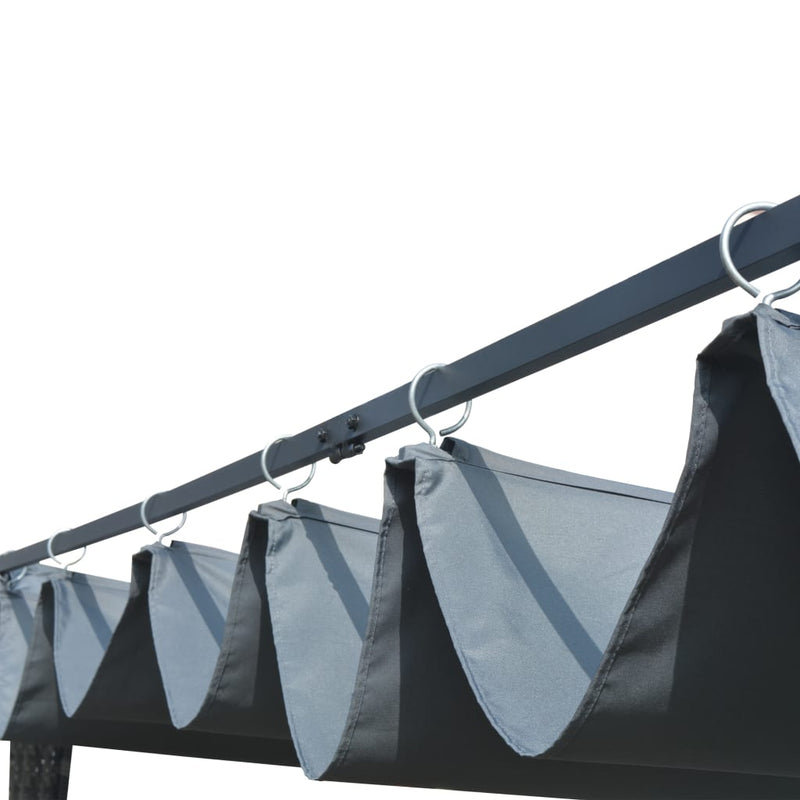 Load image into Gallery viewer, VidaXL Prieel met schuifdak 400x400x200 cm poly rattan grijs antraciet