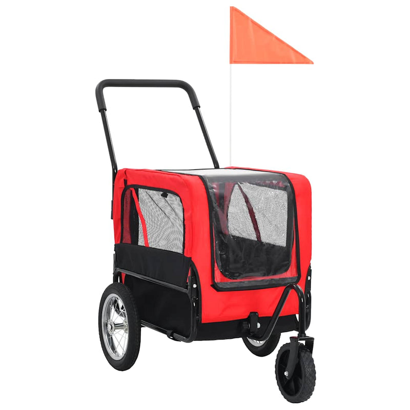 Afbeelding laden in galerijviewer, Vidaxl huisdierenfietskar en joggingbuggy 2-in-1 rood en zwart