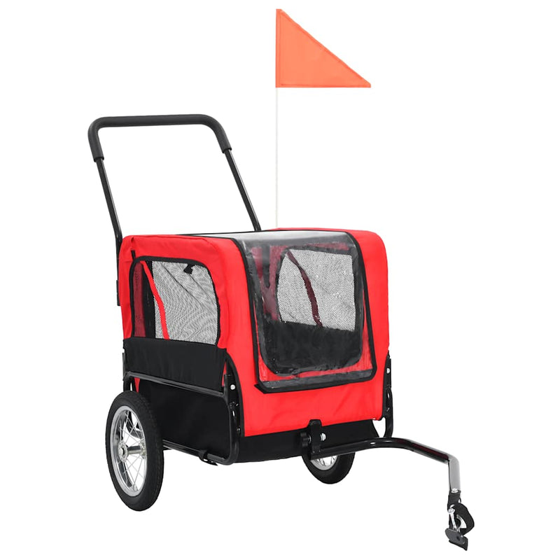 Afbeelding laden in galerijviewer, Vidaxl huisdierenfietskar en joggingbuggy 2-in-1 rood en zwart