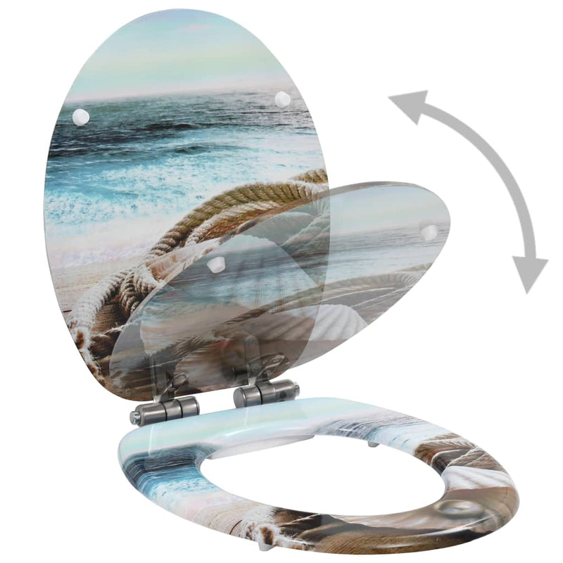 Load image into Gallery viewer, Vidaxl toiletbril met soft-close deksel schelp mdf