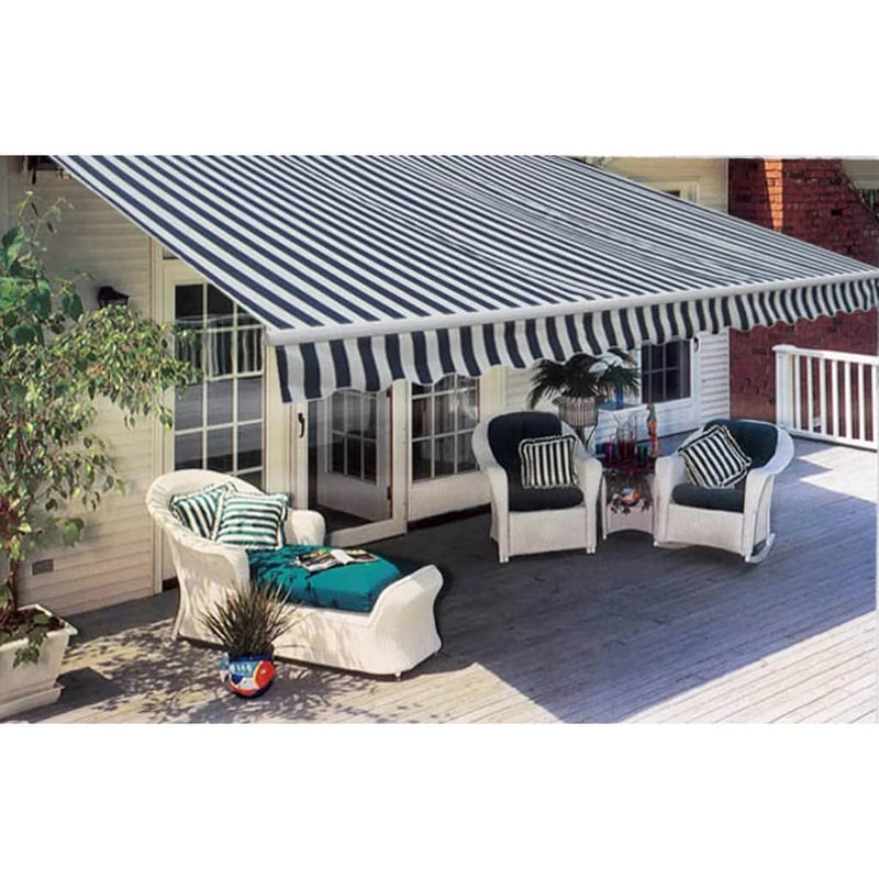 Load image into Gallery viewer, Vidaxl luifel handmatig uittrekbaar 300 cm blauw wit